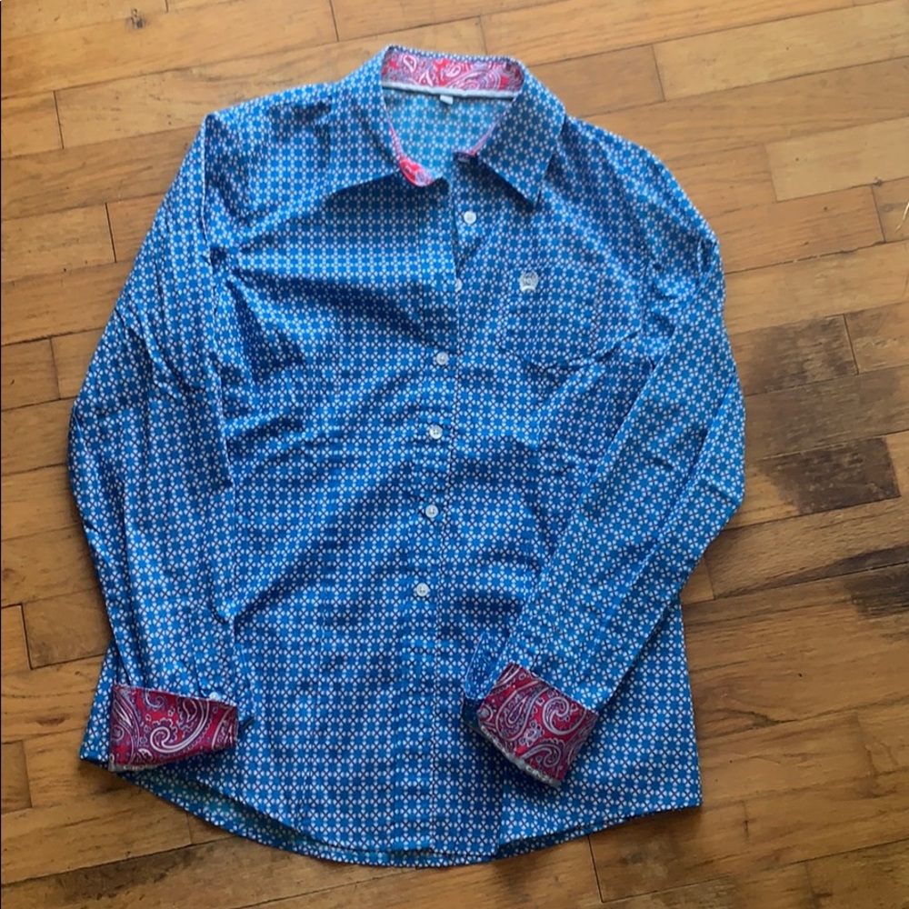 Cinch button down long sleeve shirt